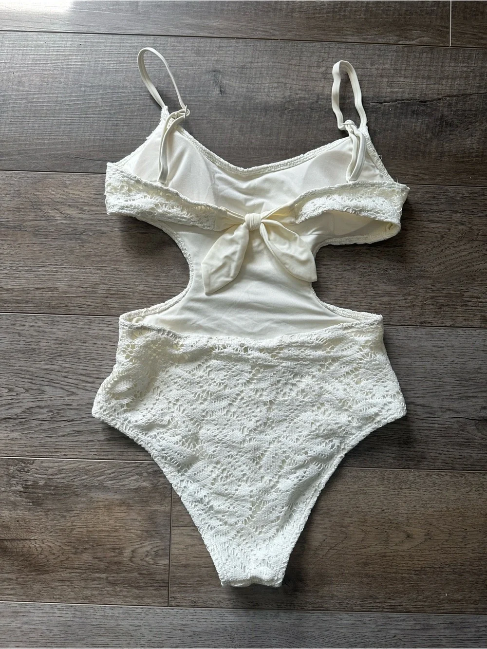 aerie White Crochet Cutout One-Piece Swimsuit - Picture 2 of 2